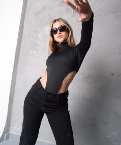 BODY CAVADO ELASTIZADO COLOR NEGRO
